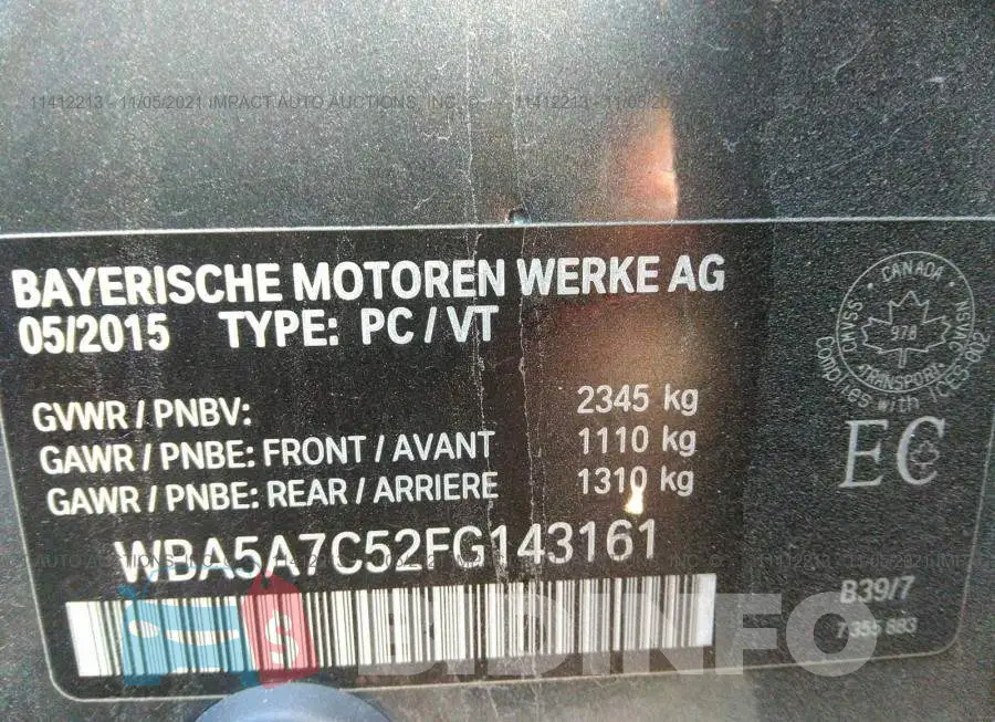 WBA5A7C52FG143161 Photo# 9