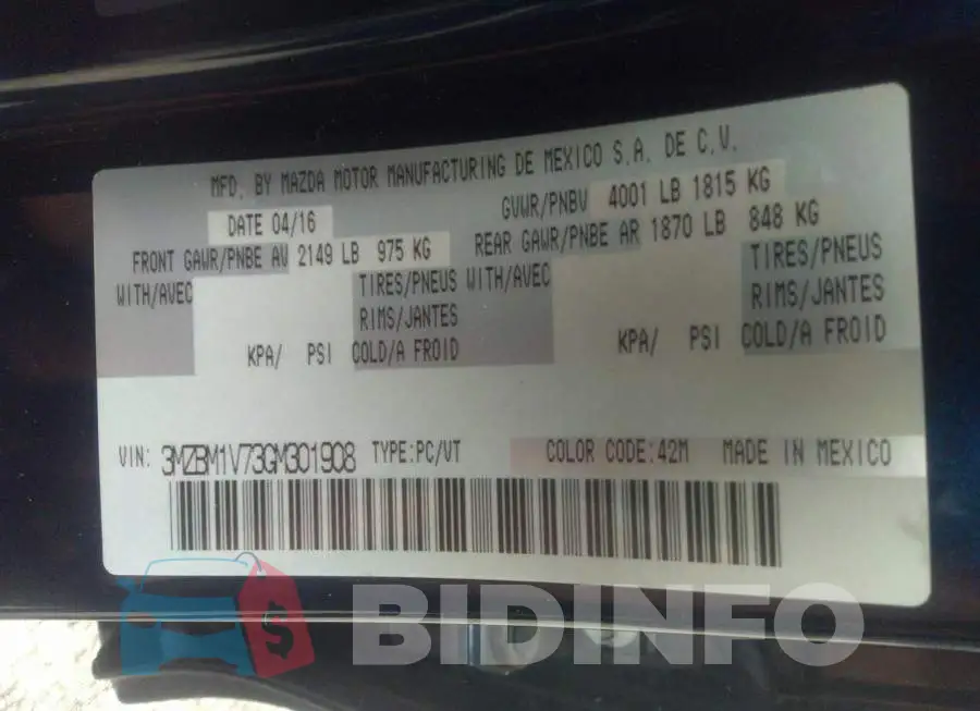 3MZBM1V73GM301908 Photo# 9