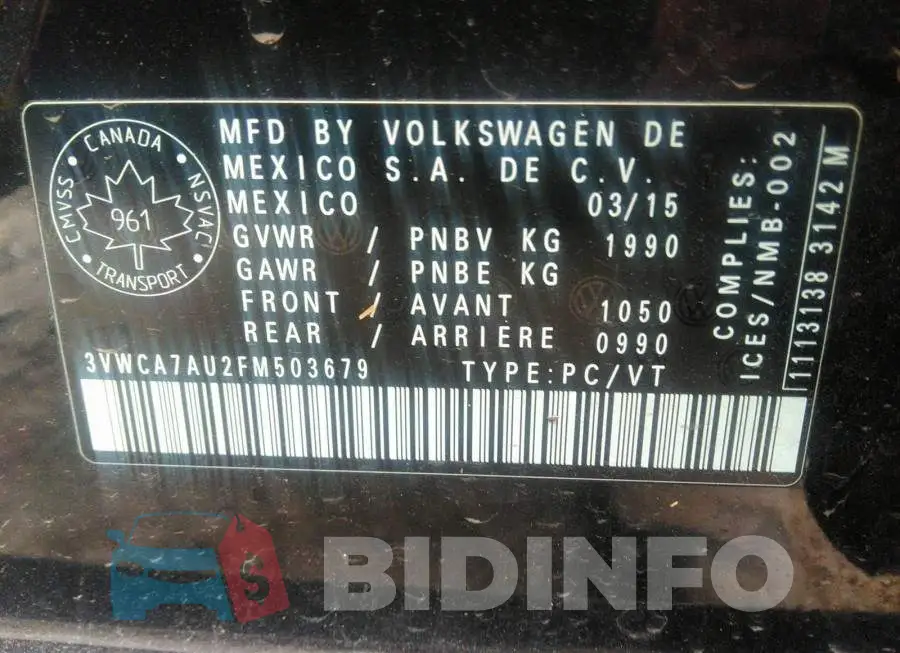 3VWCA7AU2FM503679 Photo# 9