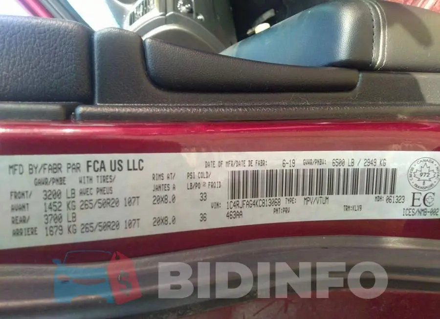 1C4RJFAG4KC813068 Photo# 9