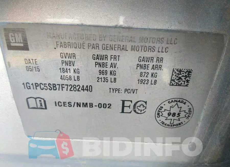 1G1PC5SB7F7282440 Photo# 9