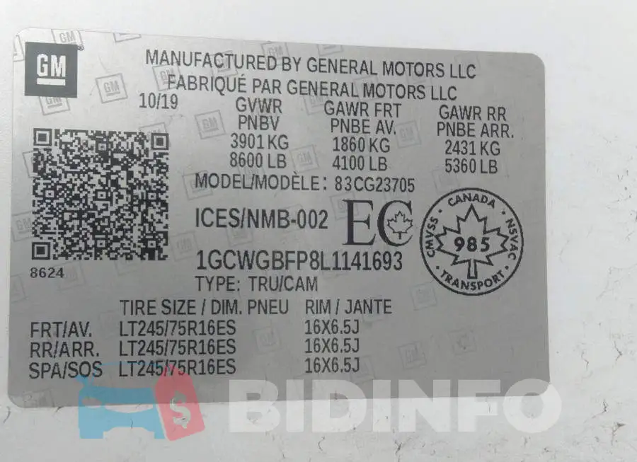 1GCWGBFP8L1141693 Photo# 9