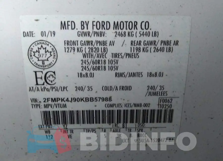 2FMPK4J90KBB57988 Photo# 9