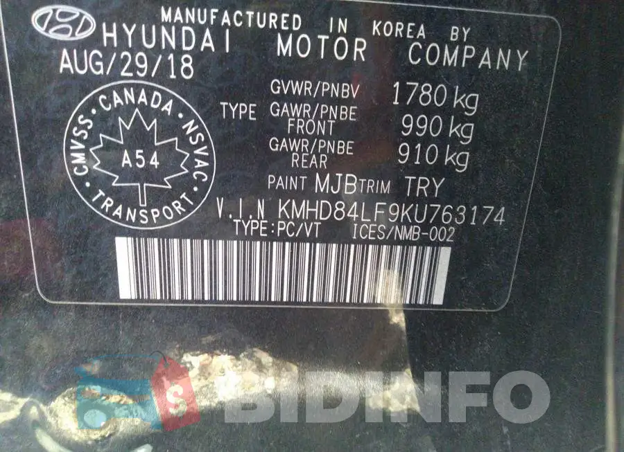 KMHD84LF9KU763174 Photo# 9
