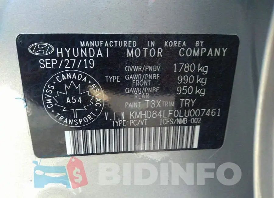 KMHD84LF0LU007461 Photo# 9