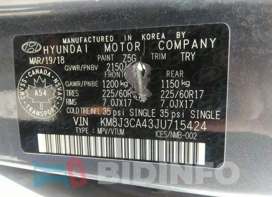KM8J3CA43JU715424 Photo# 9