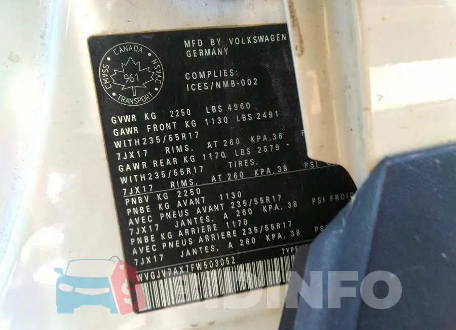 WVGJV7AX7FW503052 Photo# 9