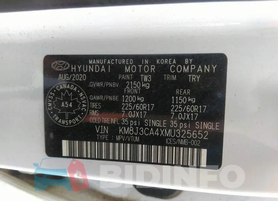 KM8J3CA4XMU325652 Photo# 9