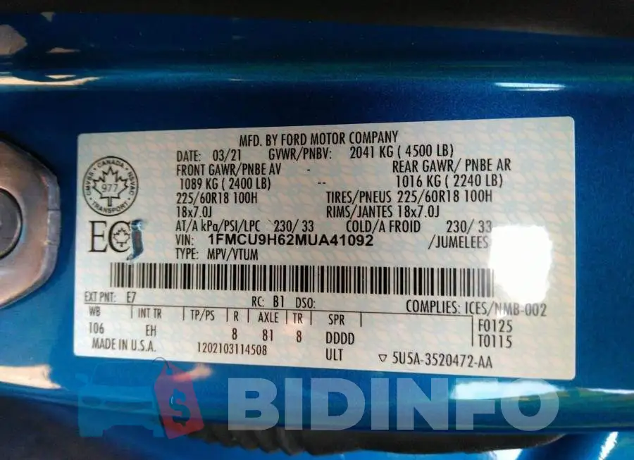 1FMCU9H62MUA41092 Photo# 9