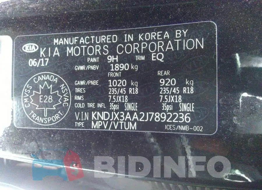 KNDJX3AA2J7892236 Photo# 9