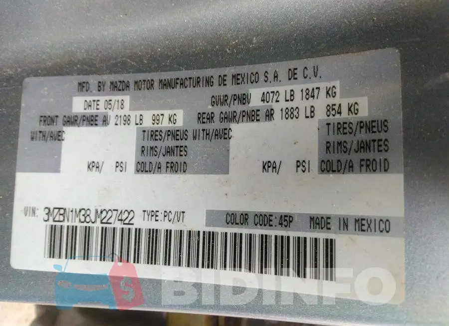 3MZBN1M38JM227422 Photo# 9