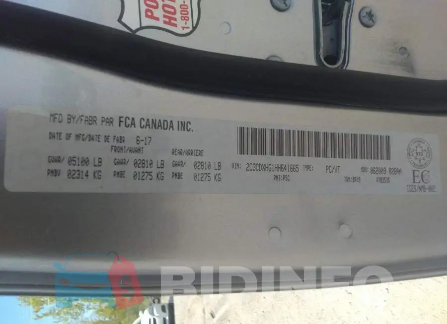 2C3CDXHG1HH641665 Photo# 9