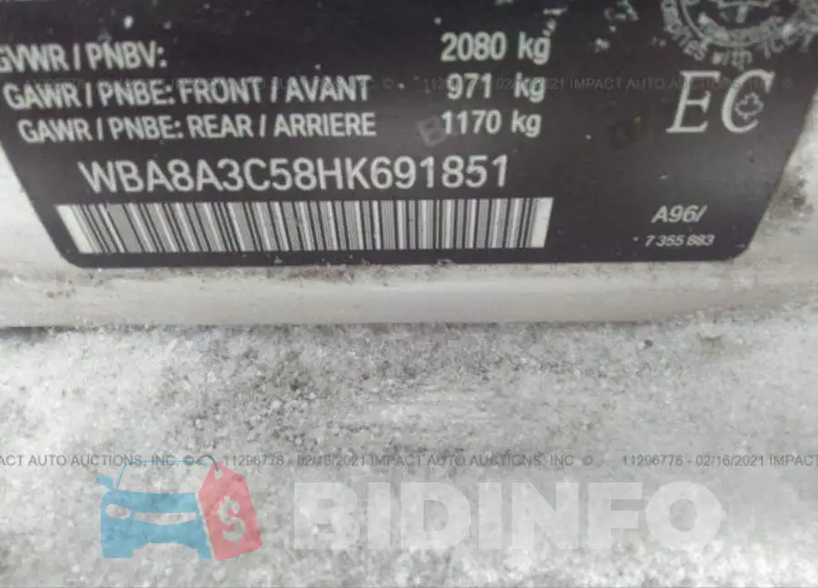 WBA8A3C58HK691851 Photo# 9
