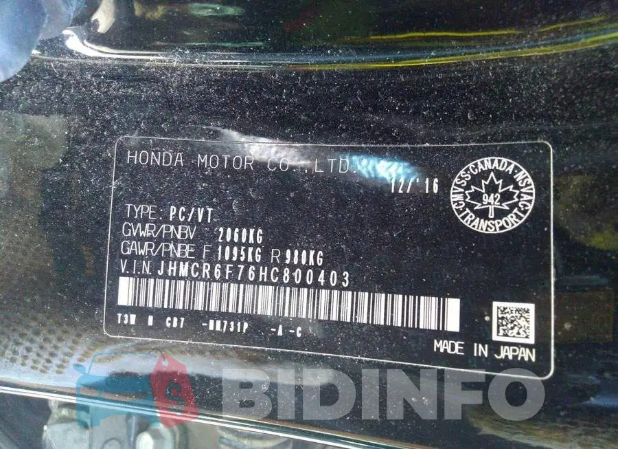 JHMCR6F76HC800403 Photo# 9