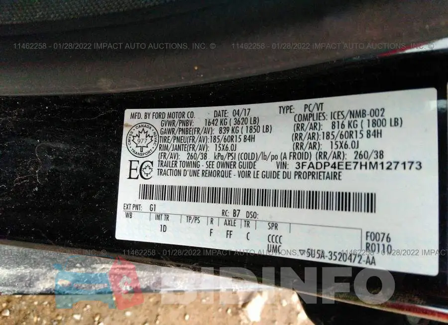 3FADP4EE7HM127173 Photo# 9