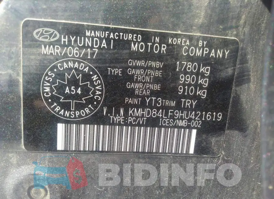KMHD84LF9HU421619 Photo# 9