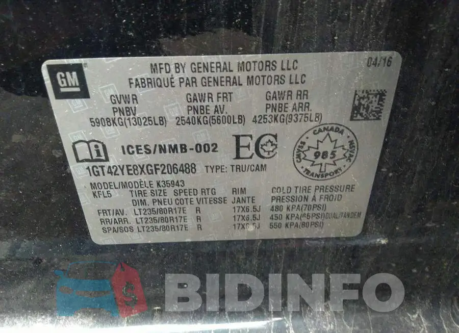 1GT42YE8XGF206488 Photo# 9