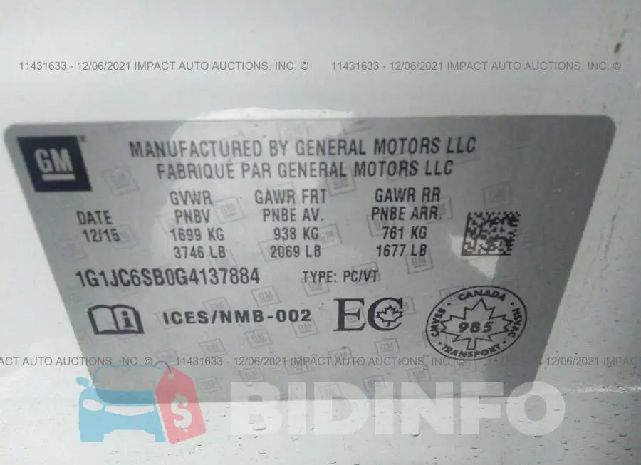1G1JC6SB0G4137884 Photo# 9