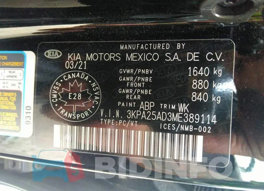 3KPA25AD3ME389114 Photo# 9