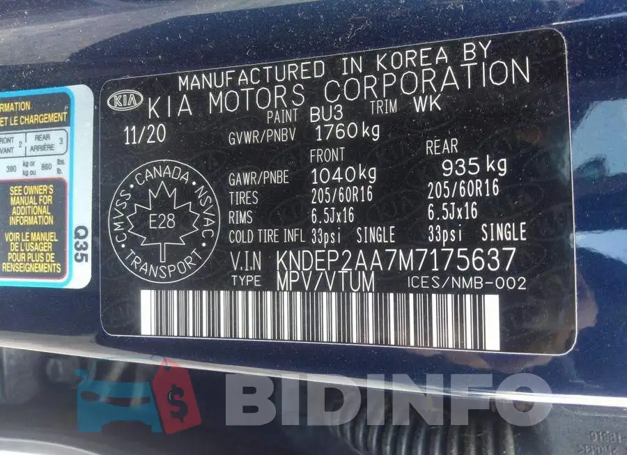 KNDEP2AA7M7175637 Photo# 9