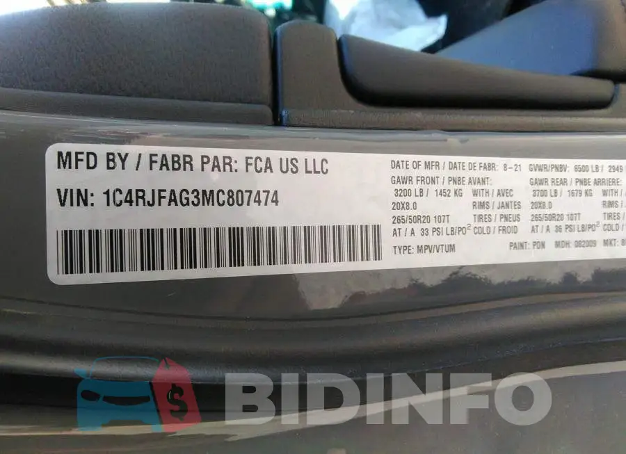 1C4RJFAG3MC807474 Photo# 9