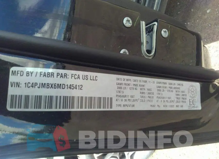1C4PJMBX6MD145412 Photo# 9