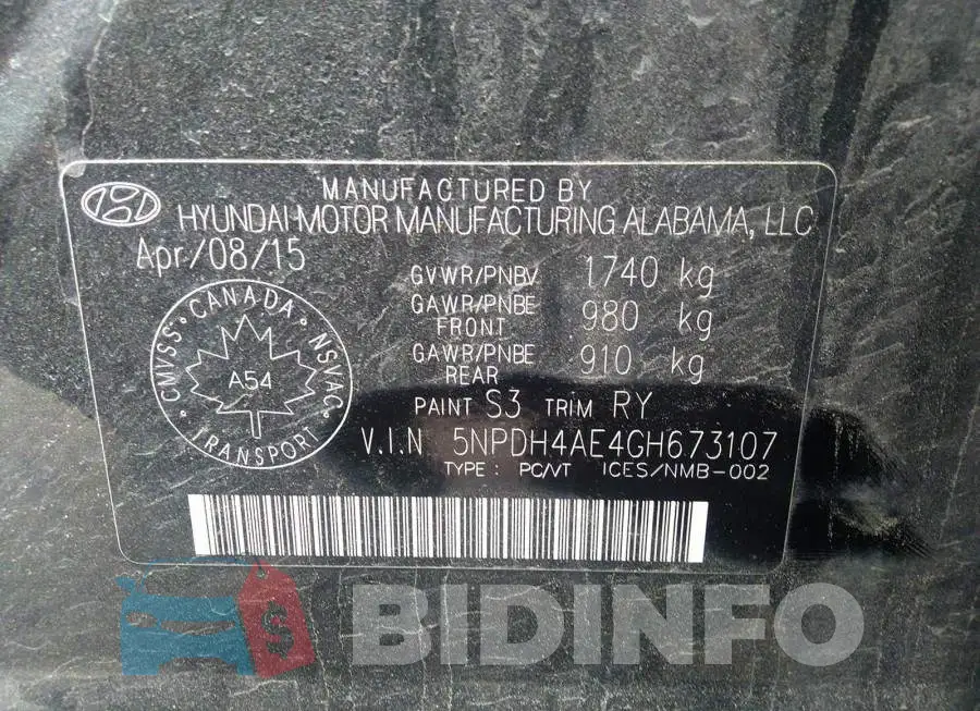 5NPDH4AE4GH673107 Photo# 9