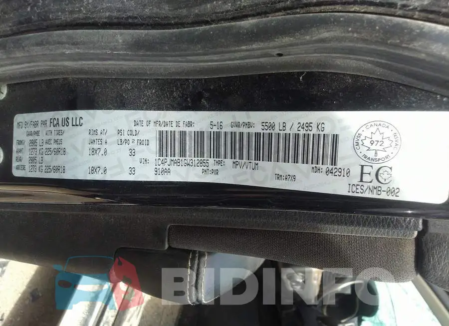 1C4PJMAB1GW312855 Photo# 9