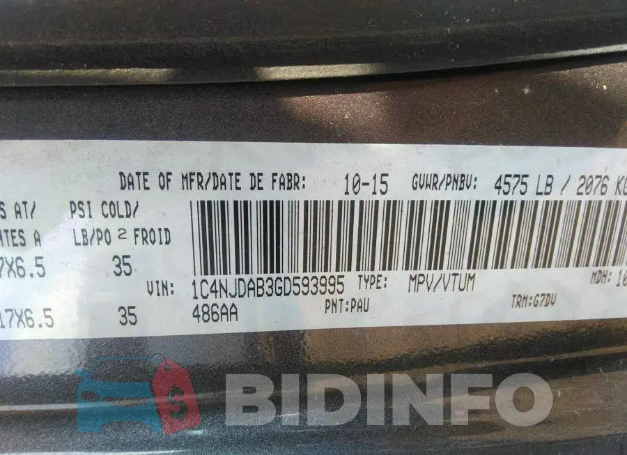 1C4NJDAB3GD593995 Photo# 9