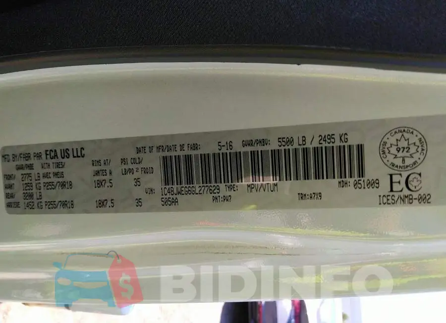 1C4BJWEG6GL277629 Photo# 9