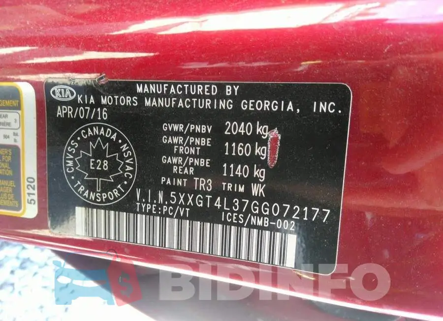 5XXGT4L37GG072177 Photo# 9