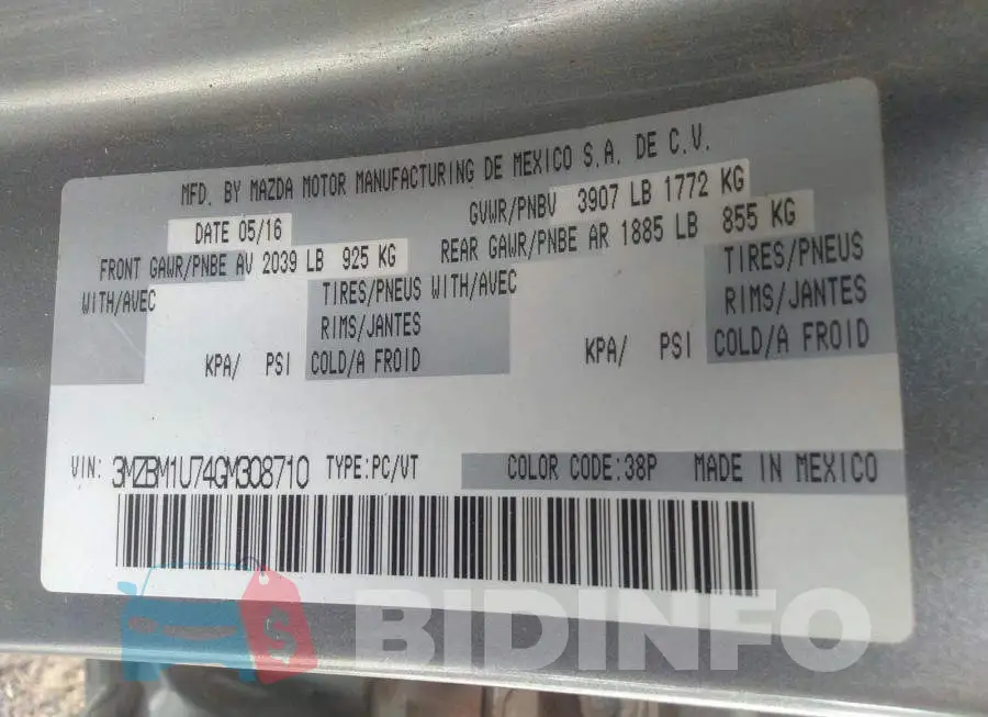 3MZBM1U74GM308710 Photo# 9