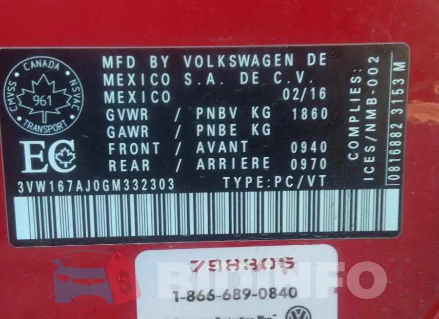 3VW167AJ0GM332303 Photo# 9
