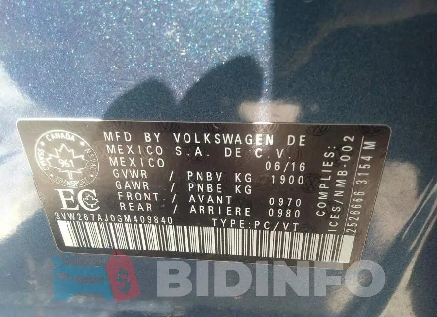 3VW267AJ0GM409840 Photo# 9
