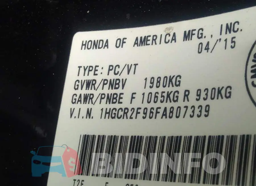 1HGCR2F96FA807339 Photo# 9
