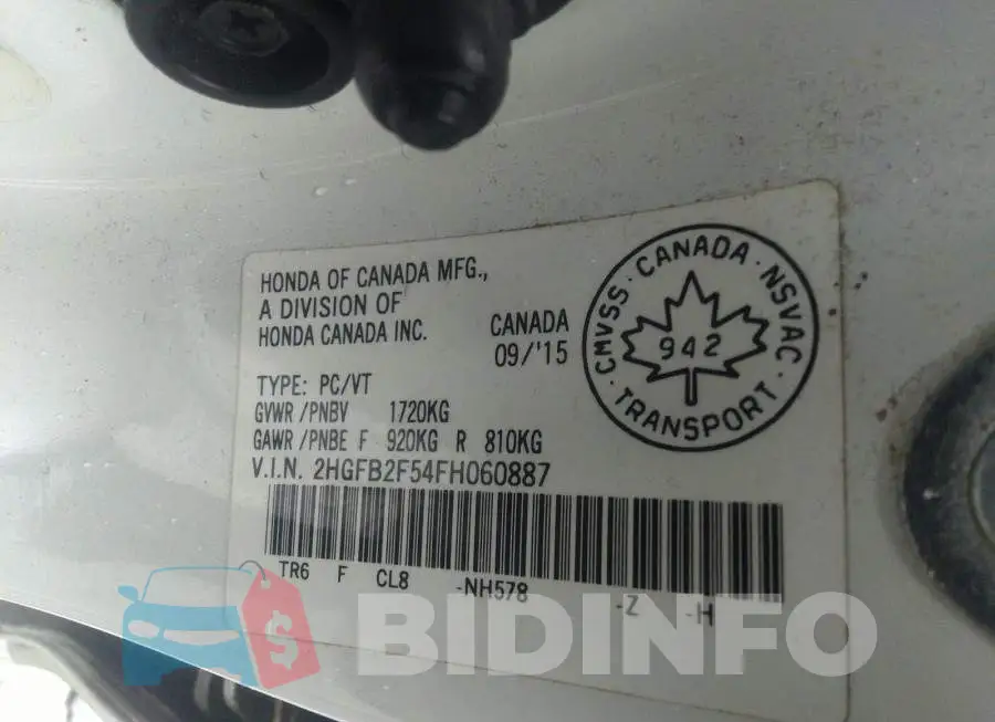 2HGFB2F54FH060887 Photo# 9