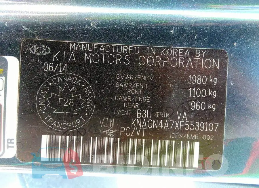 KNAGN4A7XF5539107 Photo# 9