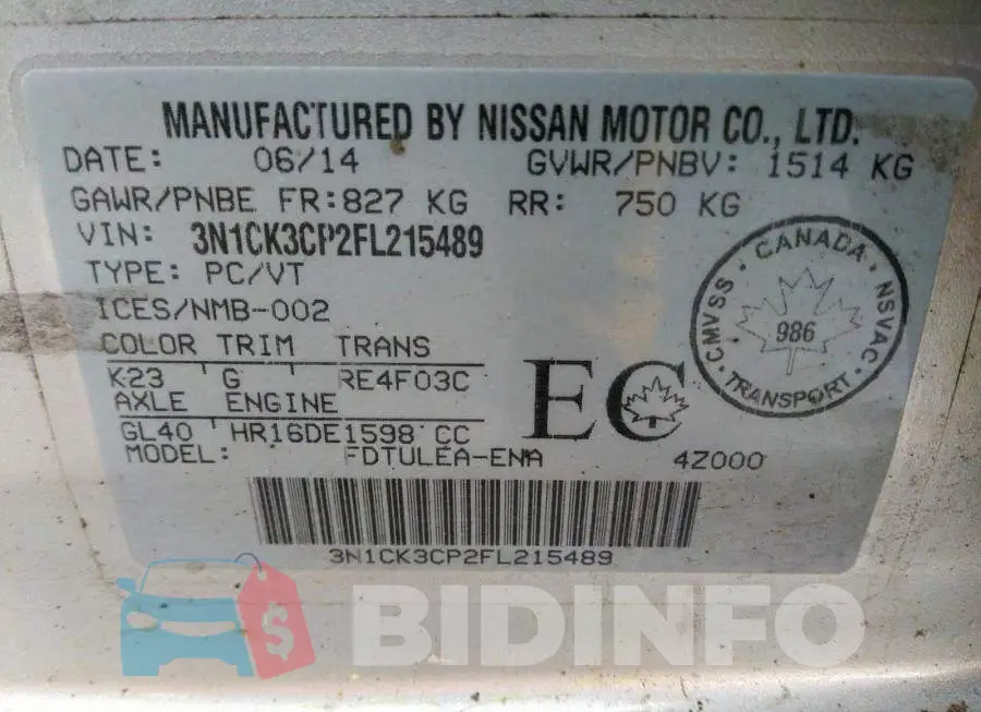3N1CK3CP2FL215489 Photo# 9