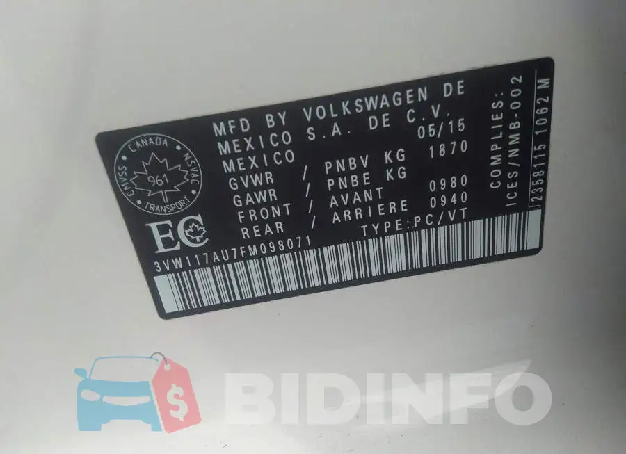 3VW117AU7FM098071 Photo# 9