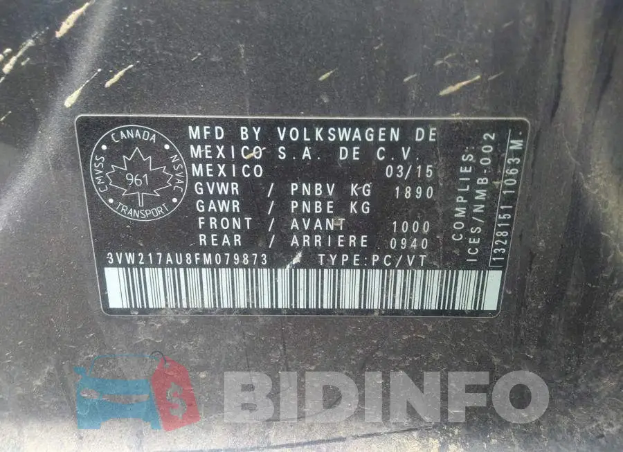 3VW217AU8FM079873 Photo# 9