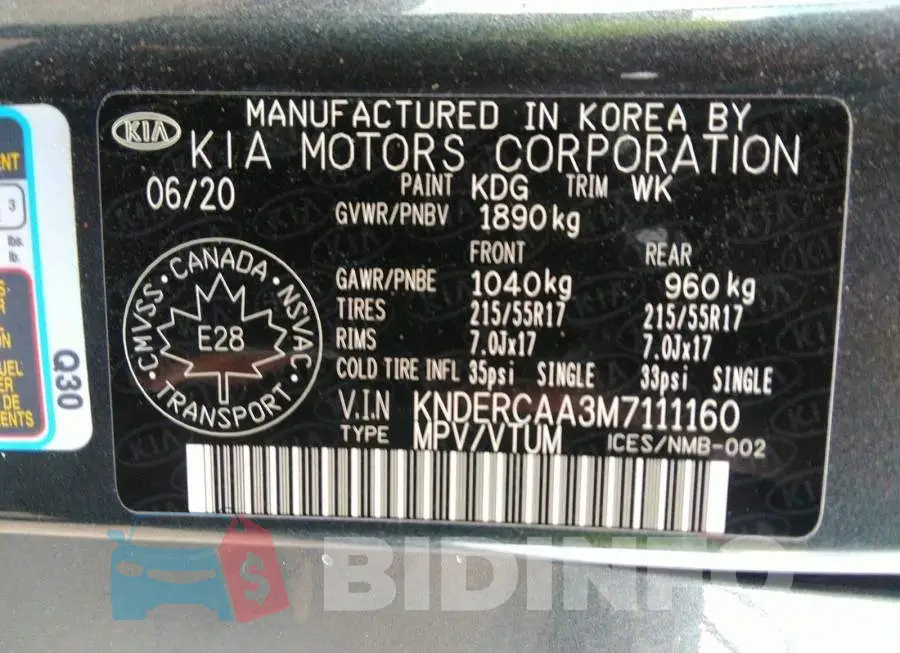 KNDERCAA3M7111160 Photo# 9