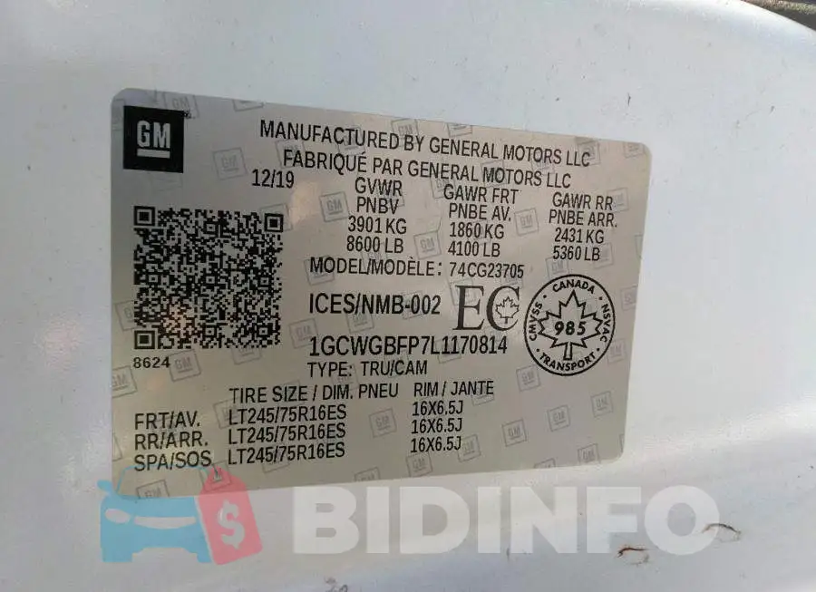 1GCWGBFP7L1170814 Photo# 9