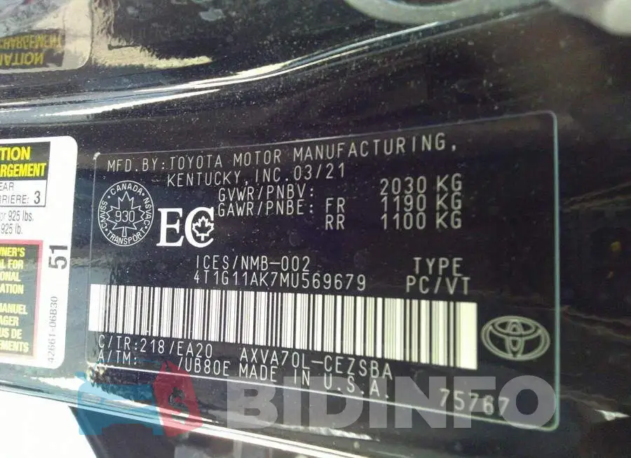 4T1G11AK7MU569679 Photo# 9