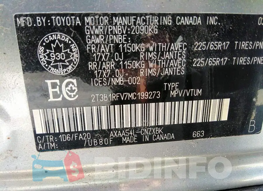 2T3B1RFV7MC199273 Photo# 9