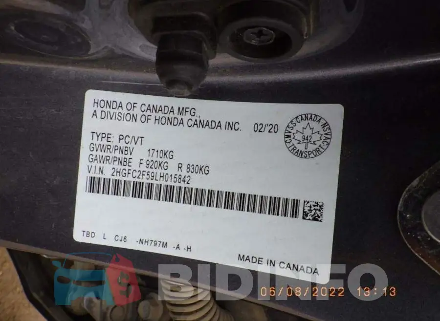 2HGFC2F59LH015842 Photo# 7