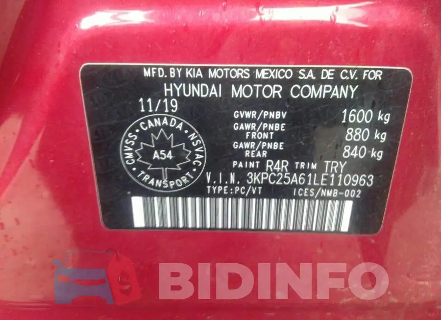 3KPC25A61LE110963 Photo# 9