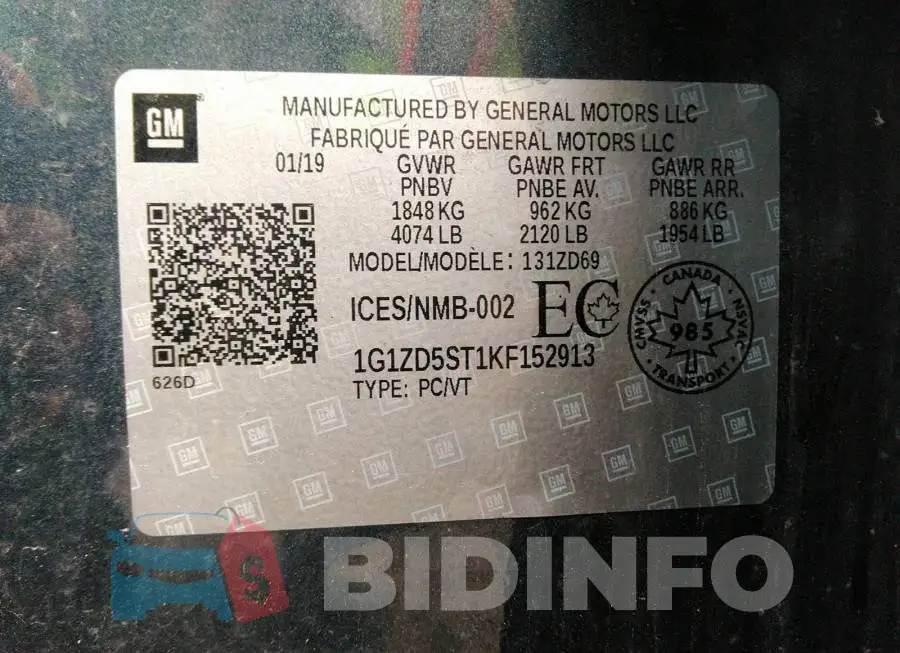 1G1ZD5ST1KF152913 Photo# 9