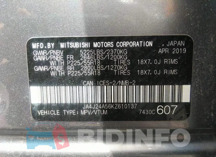 JA4J24A56KZ610137 Photo# 9