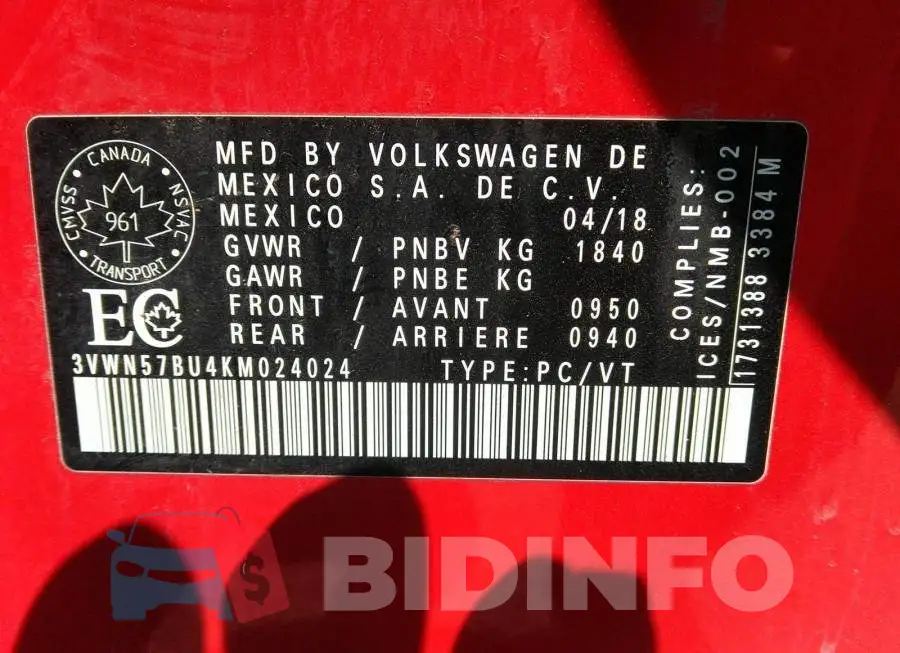 3VWN57BU4KM024024 Photo# 9