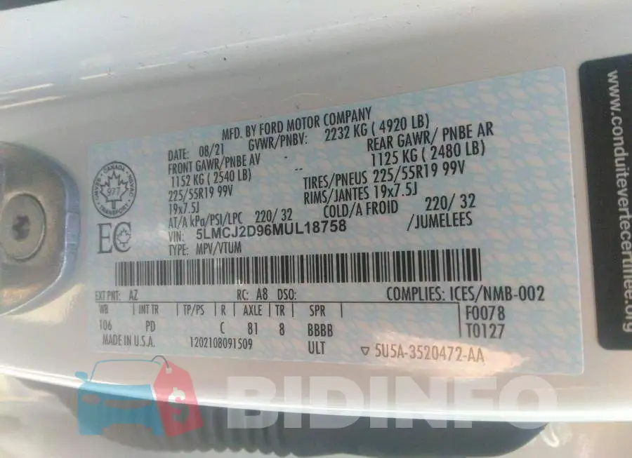 5LMCJ2D96MUL18758 Photo# 9